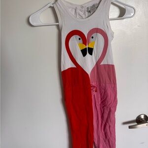Stella McCartney Kids Flamingo Print Sleeveless Cotton Jumpsuit Girls 5 Years